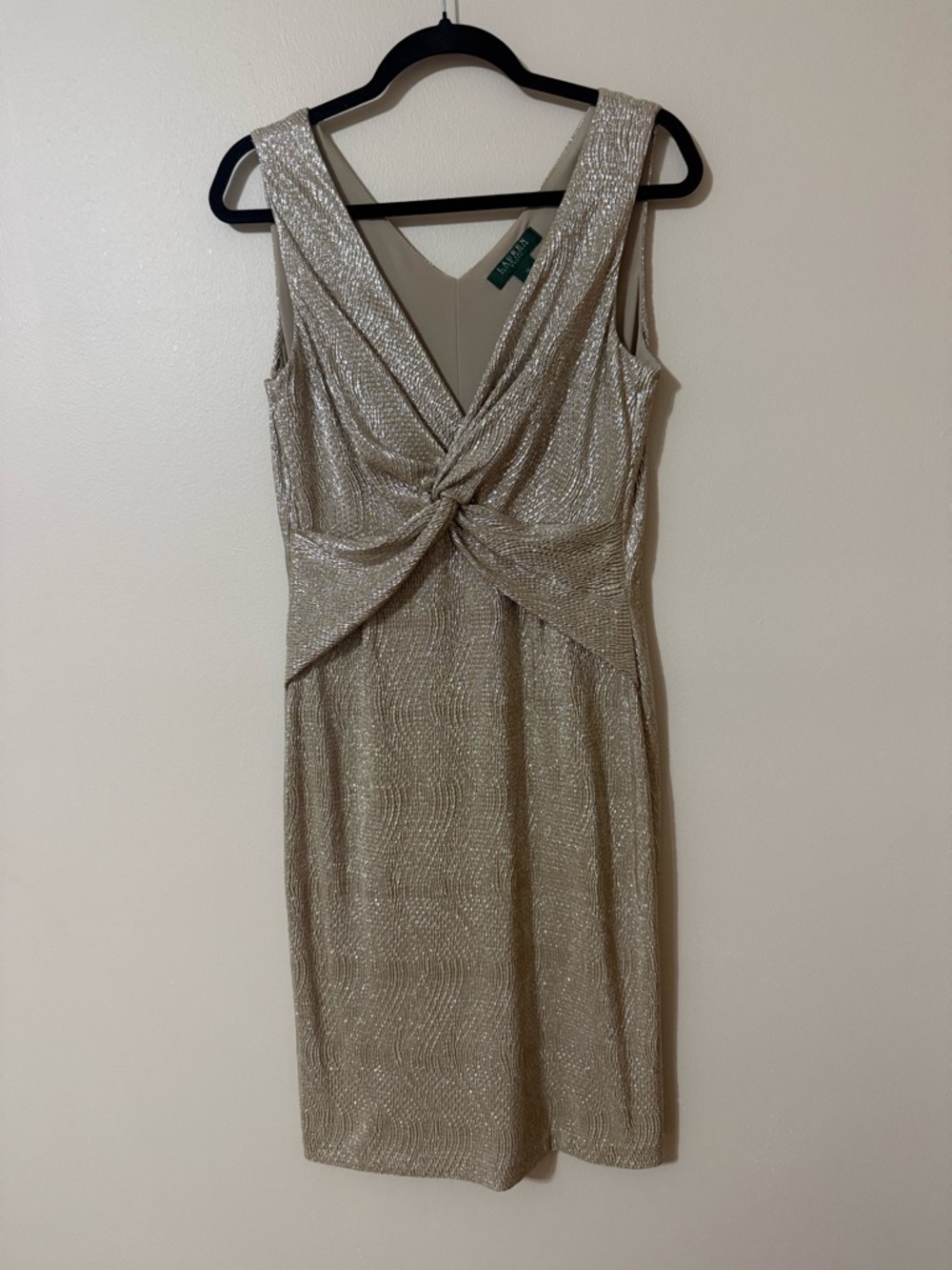 Lauren Ralph Lauren Women’s Size 12 Metallic Gold Cocktail Sleeveless Dress EUC